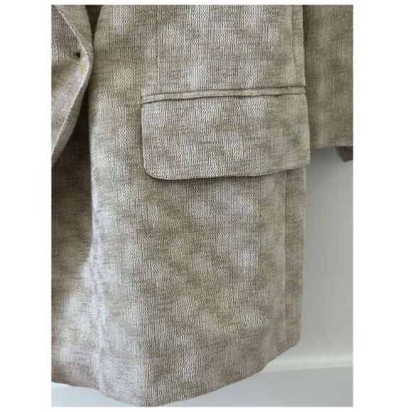 Giorgio Sant’Angelo Vintage Tan Textured Linen Blend Blazer Jacket Women’s Size - Picture 3 of 6